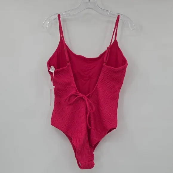 Andie Lucaya Smocked One-Piece Swimsuit Pink Textured Women's Size L - Picture 4 of 9